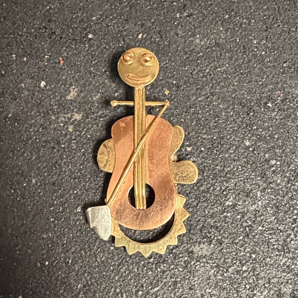 Gold and Copper Abstract Brooch
